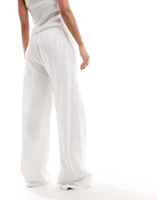 Cotton On - Pantalon droit en lin à cordon coulissant - Blanc , 3 de 5