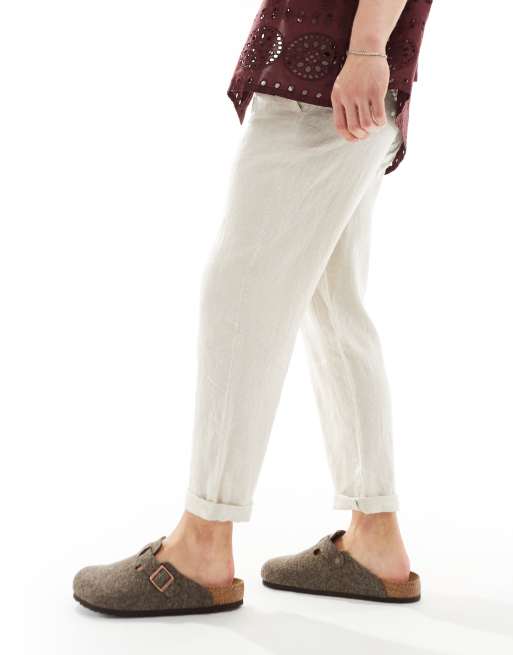 Cotton On - Pantalon droit et décontracté en lin - Grège , 4 de 5