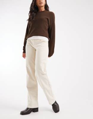 Pantalon droit taille basse en velours côtelé - Écru-Blanc 14