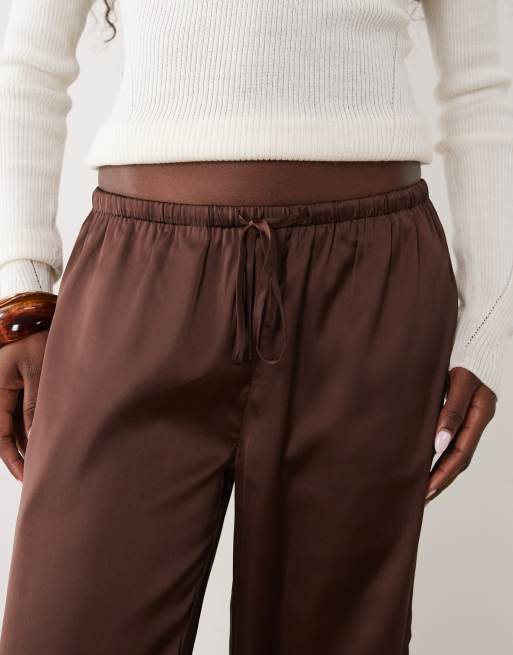 Cotton On pantalon en satin à cordon de serrage marron, 5 de 5