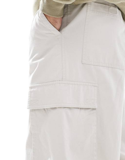 Cotton On - Pantaloncini cargo super ampi color pietra, 3 di 5