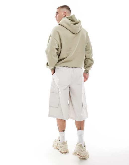 Cotton On - Pantaloncini cargo super ampi color pietra, 4 di 5