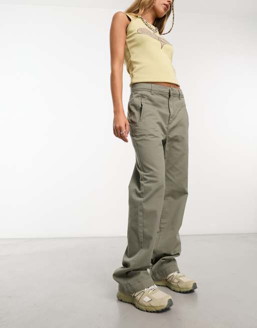 Cotton On - Pantaloni cargo kaki lavaggio vintage 