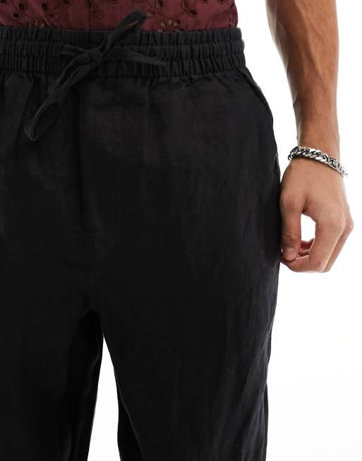 Cotton On - Pantaloni comodi dritti in lino neri , 4 di 5