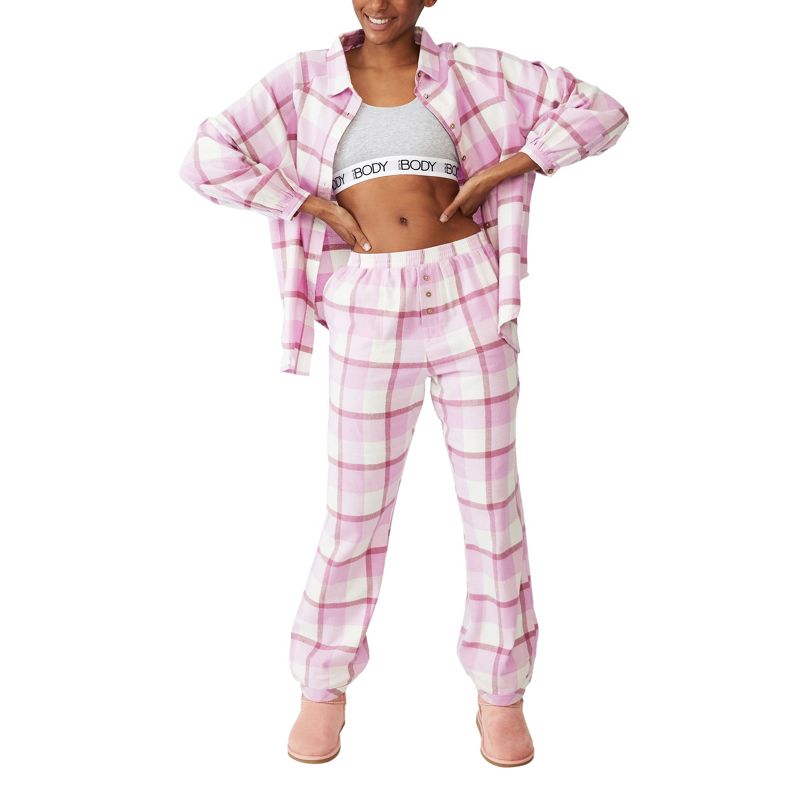 Abbigliamento da casa 9xou1 Cotton On - Pantaloni da pigiama in flanella a quadri rosa in coordinato