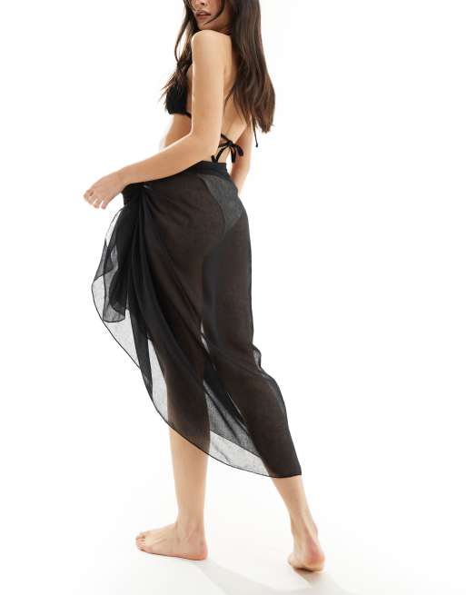 Cotton On - Pareo da mare nero semitrasparente , 2 di 5