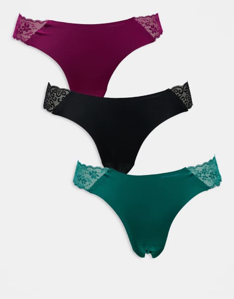 Cotton On - Party - Confezione da 3 slip senza cuciture seducenti verdi, color bacca e neri - view 1