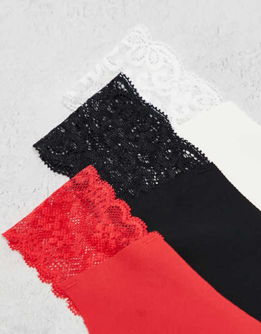 Cotton On – Party Pants – 3er-Set nahtlose Tangas in Schwarz, Rot und Weiß, 3 von 3