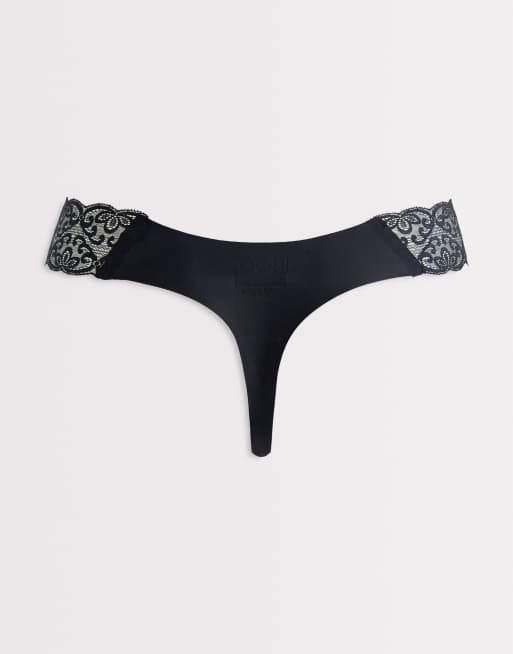 Cotton On - Party Pants - Set van 3 naadloze strings in zwart, blauw en wit, 2 van 3