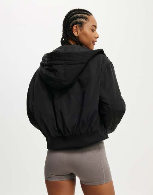Cotton On patch pocket hooded jacket in black