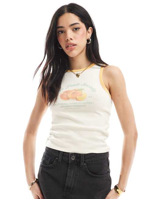 Cotton On Peach high neck tank top in coconut, 2 of 4
