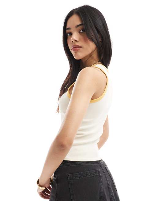 Cotton On Peach high neck tank top in coconut, 3 of 4