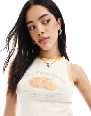 Cotton On Cotton On Peach high neck vest in coconut-White