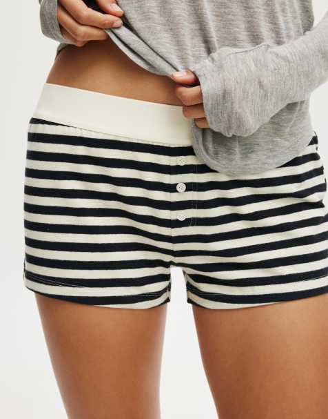 Cotton On Peached jersey boyshort in black/antique claire stripe - view 1