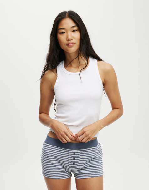 Cotton On peached jersey boyshorts in blue and grey stripe - view 1