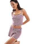 [Cotton:On] Cotton On peached jersey button up cami in dark oak stripe (part of a set)-Multi M DARK OAK STRIPE