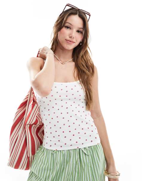 Cotton On peached jersey longline cami in rose print - view 1