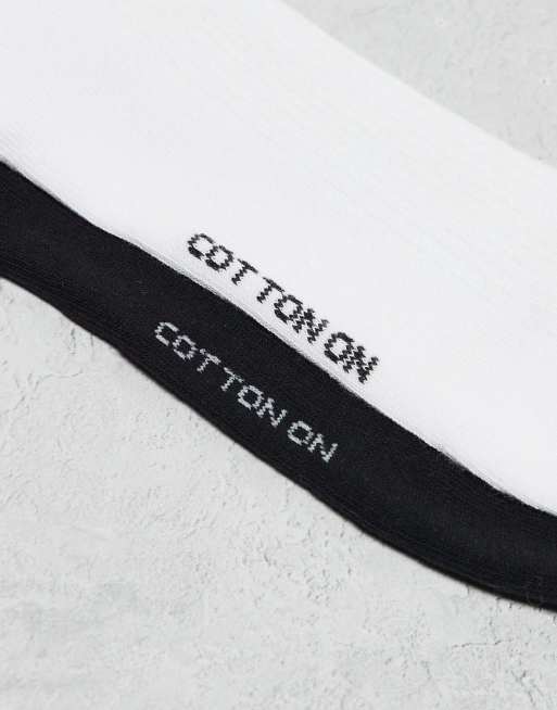 Cotton On - Perfect Pair - Pakke med 2 par ribstrikkede sokker med flæser i sort/hvid, 3 af 3