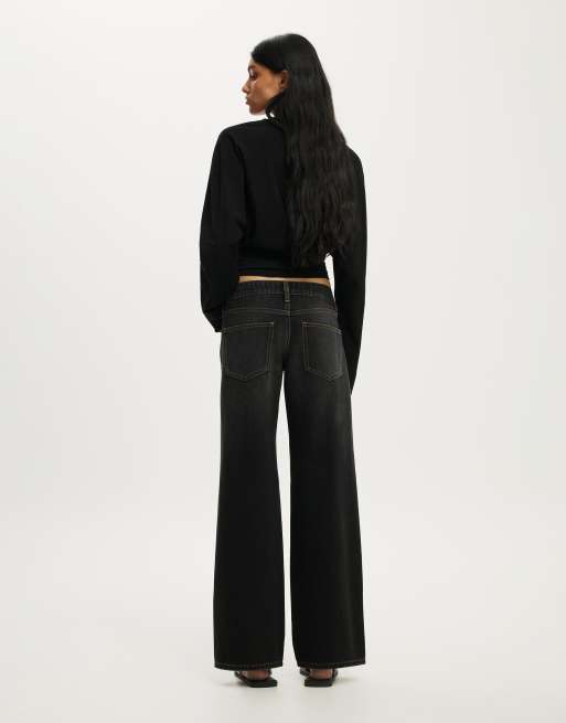 Cotton On Petite low rise straight jean in black, 2 of 4