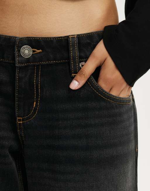 Cotton On Petite low rise straight jean in black, 4 of 4
