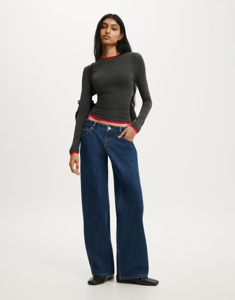 Cotton On Petite low rise straight jean in blue - view 1