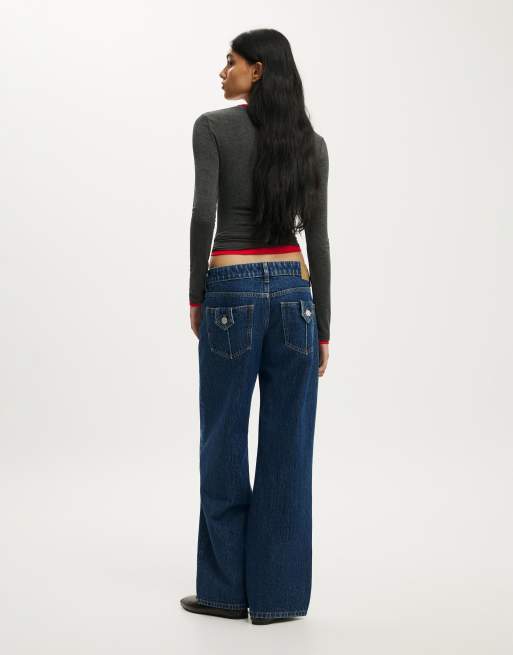 Cotton On Petite low rise straight jean in blue, 2 of 4