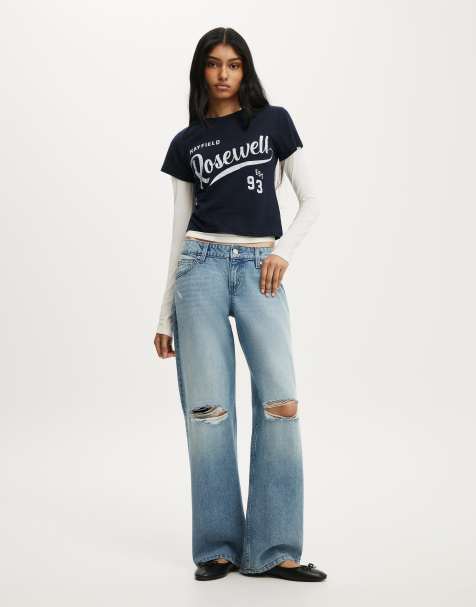 Cotton On Petite low rise straight jean in blue - view 1