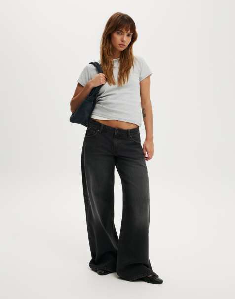 Cotton On Petite low rise wide jean in black - view 1