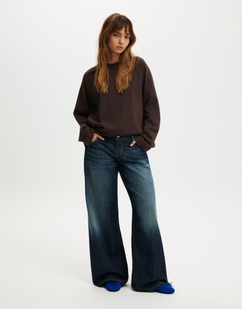 Cotton On Petite low rise wide jean in blue - view 1