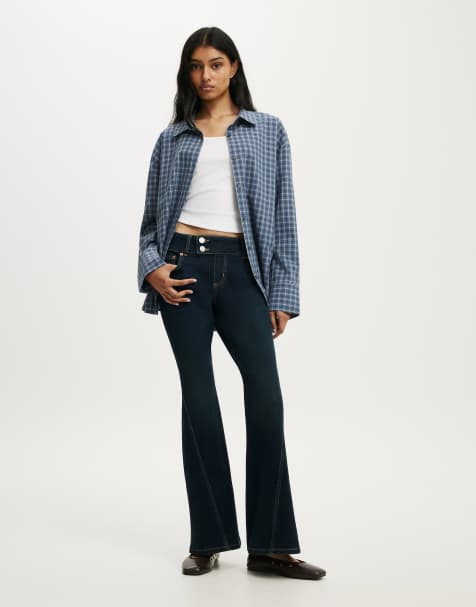 Cotton On Petite mid rise bootcut jean in blue - view 1