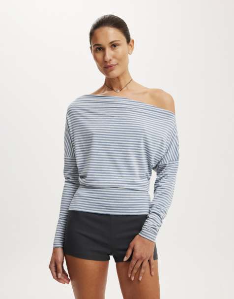 Cotton On Peyton off shoulder striped long sleeve in multi - view 1