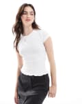 [Cotton:On] Cotton On Pia shirred short sleeve top in white 18 WHITE