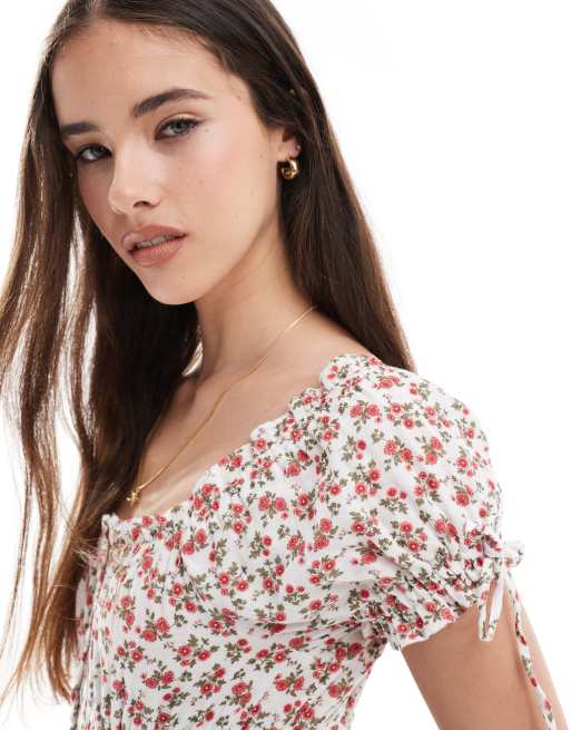Cotton On - Playsuit met blote schouders in annaliese bloemen rood, 2 van 4
