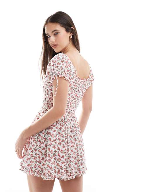 Cotton On - Playsuit met blote schouders in annaliese bloemen rood, 3 van 4
