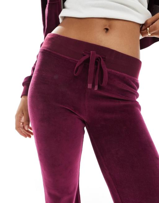Cotton On – Plommonlila byxor med vida ben i velour, del av set, 3 av 5