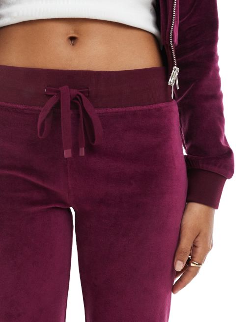 Cotton On – Plommonlila byxor med vida ben i velour, del av set, 5 av 5