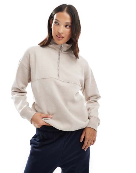Cotton On - Pluche Essentials - Sweatshirt met korte rits in sesam - view 1