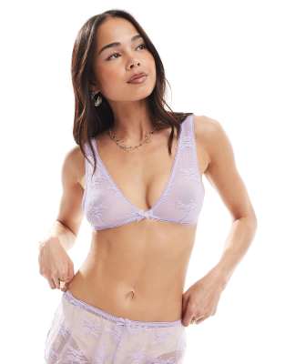 Cotton On plunge triangle bralette in lavender - view 1
