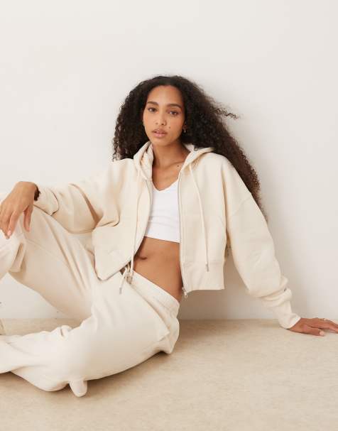 Cotton On Plush boxy cropped zip through in white - view 1