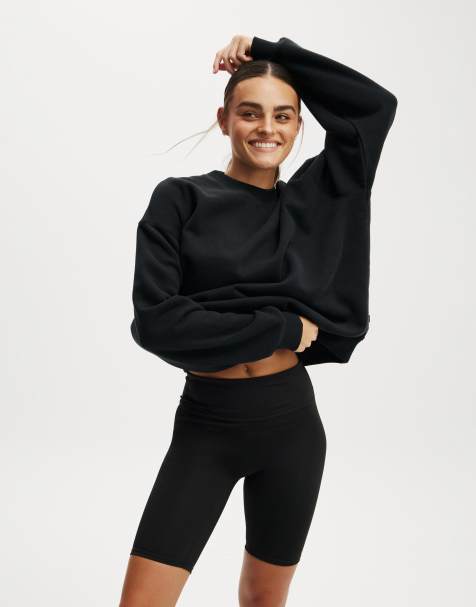 Cotton On Plush crew sweatshirt in black - view 1