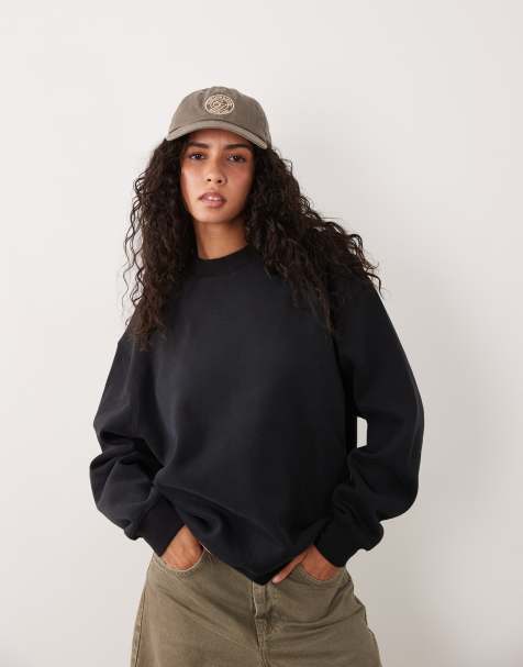 Cotton On plush crew sweatshirt in black - view 1