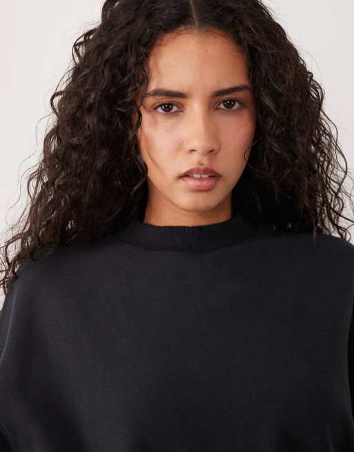 Cotton On plush crew sweatshirt in black , 4 of 4