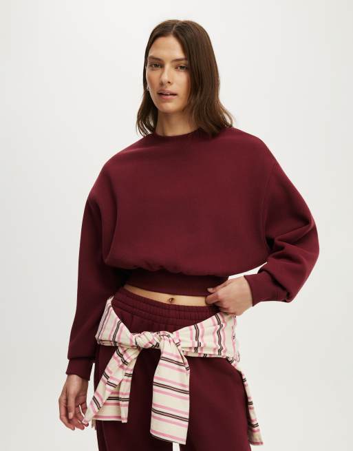 Cotton On Plush cropped crew in gingerberry, 2 of 4