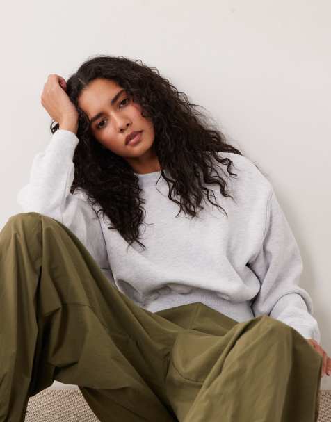 Cotton On plush cropped crew in grey - view 1