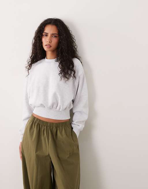 Cotton On plush cropped crew in grey , 2 of 4