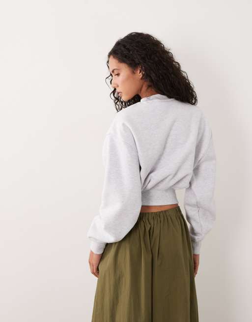 Cotton On plush cropped crew in grey , 3 of 4