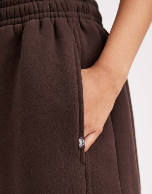 Cotton On plush double waistband barrel sweatpants in brown, 3 of 5