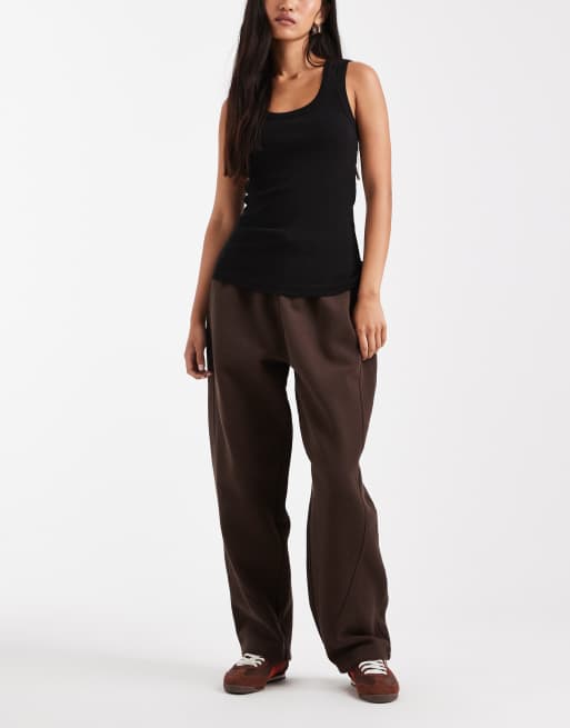 Cotton On plush double waistband barrel sweatpants in brown, 4 of 5