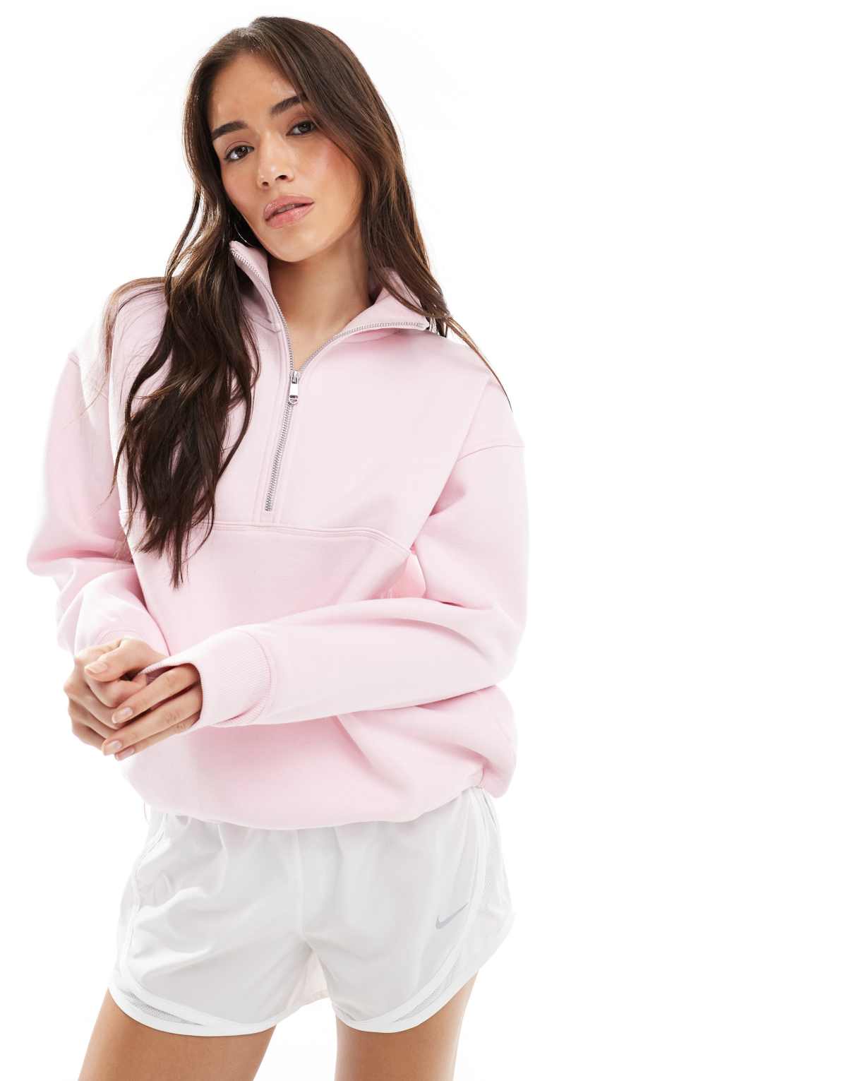 Cotton On plush essential quarter zip sweatshirt in cherry dream