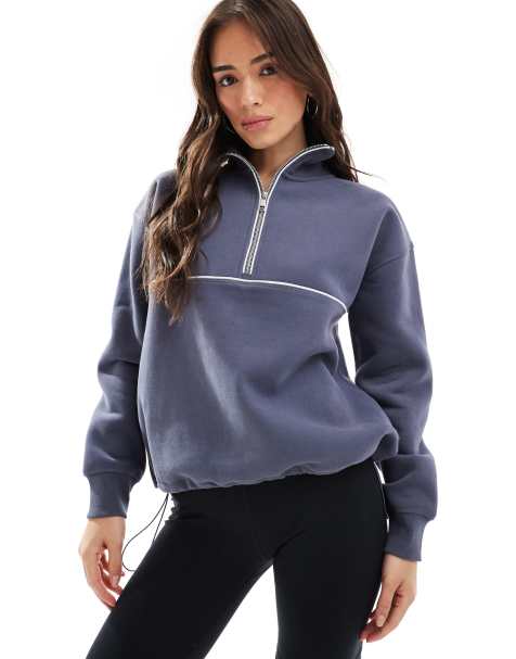 Cotton On plush essential quarter zip sweatshirt in gray - view 1